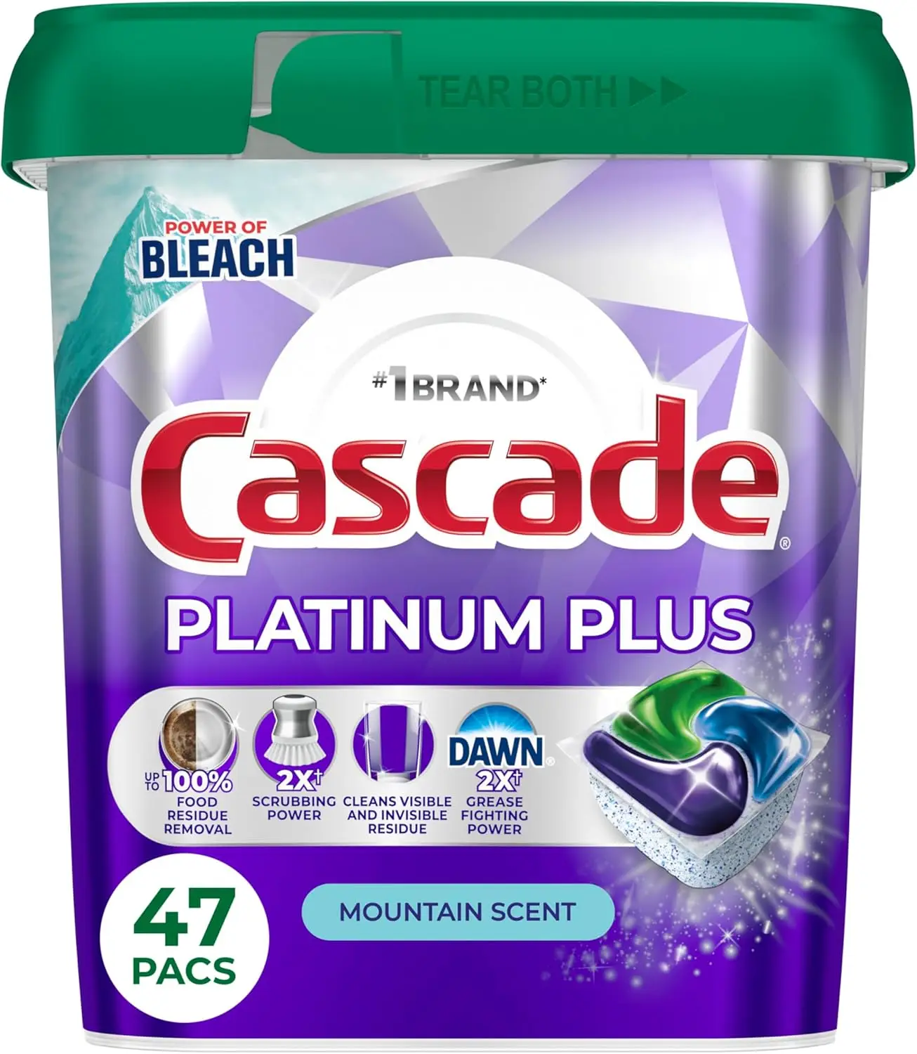 

47 Count Dishwasher Detergent Pods, Powerful Cleaning, Spot-Free Shine