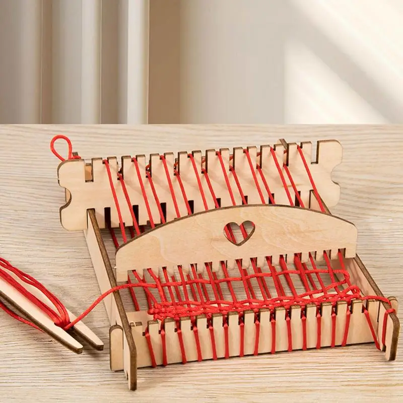 Funny Weaving Kit for Children DIY Traditional Wooden Weaving Craft Yarn Hand Knitting Machine Kids Educational Toy Gifts