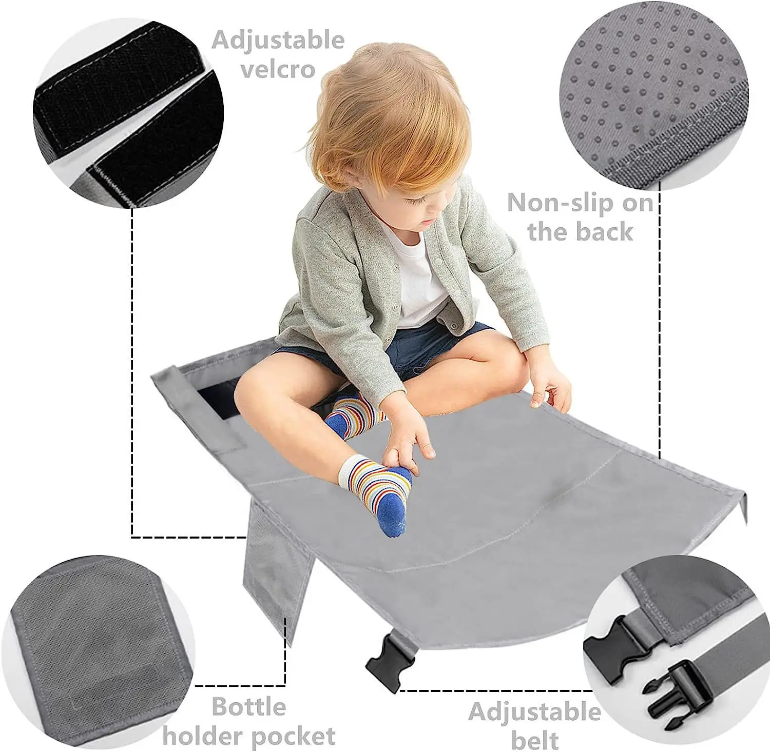 Kids Airplane Bed Breathable Children Airplane Seat Extender Portable Planes Foot Rest Travel Essentials Airplane Foot Hammock