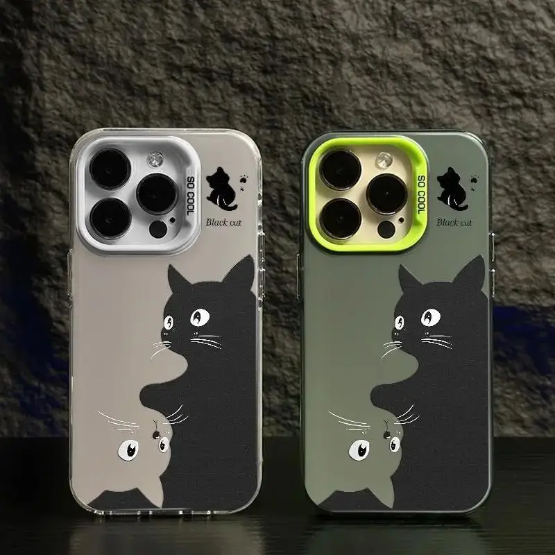 Case for Huawei Nova 9 7 P30 P40 Mate 30 Pro 40 Shell Matte Hard Acrylic Soft Silicone Edge Black Cat Back Cover