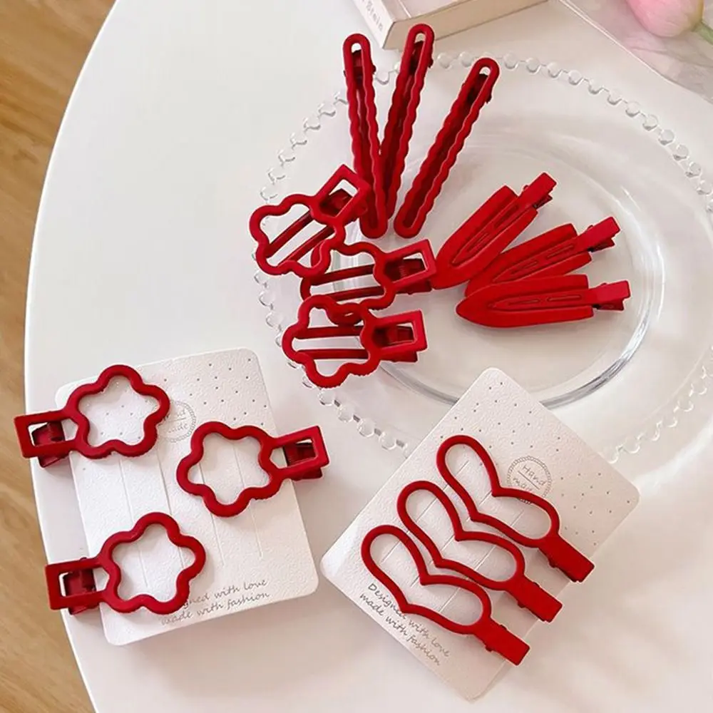 

New Year Headwear New Year's Red Hair Clip Chinese Style Headdress Red Rhinestone Hairpin Red Fresh and Sweet Hair Barrette Girl