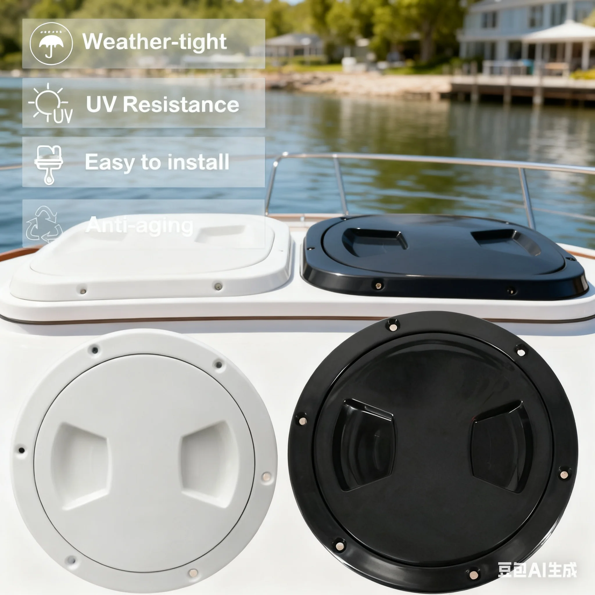 

Крышка палубы яхты, 5-дюймовый белый/черный круглый противоскользящий инспекционный рабочий чехол из АБС-пластика для аксессуаров для быстрой проверки яхты