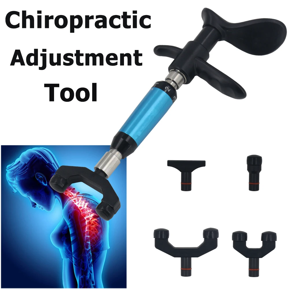 

New Corrective Massager Relax Body Manual Chiropractic Adjusting Tool Spine Activator 4 Heads Replaceable Health Massage Gun Set