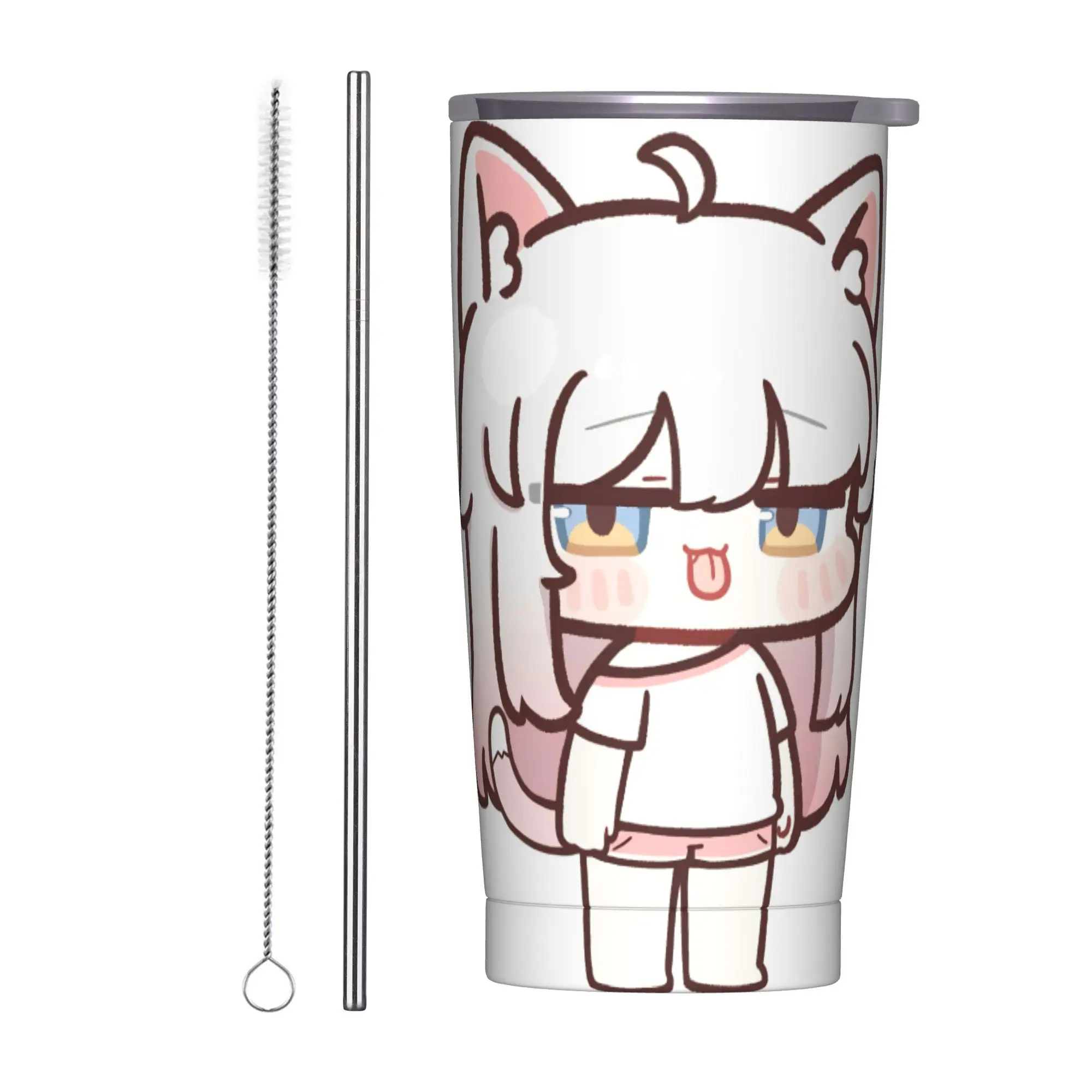 Trickcal C-Chibi Go Games Insulated Tumbler with Straws Lid  Stainless Steel Thermal Mug Double Wall Hot Cold Drinks Cup 20oz