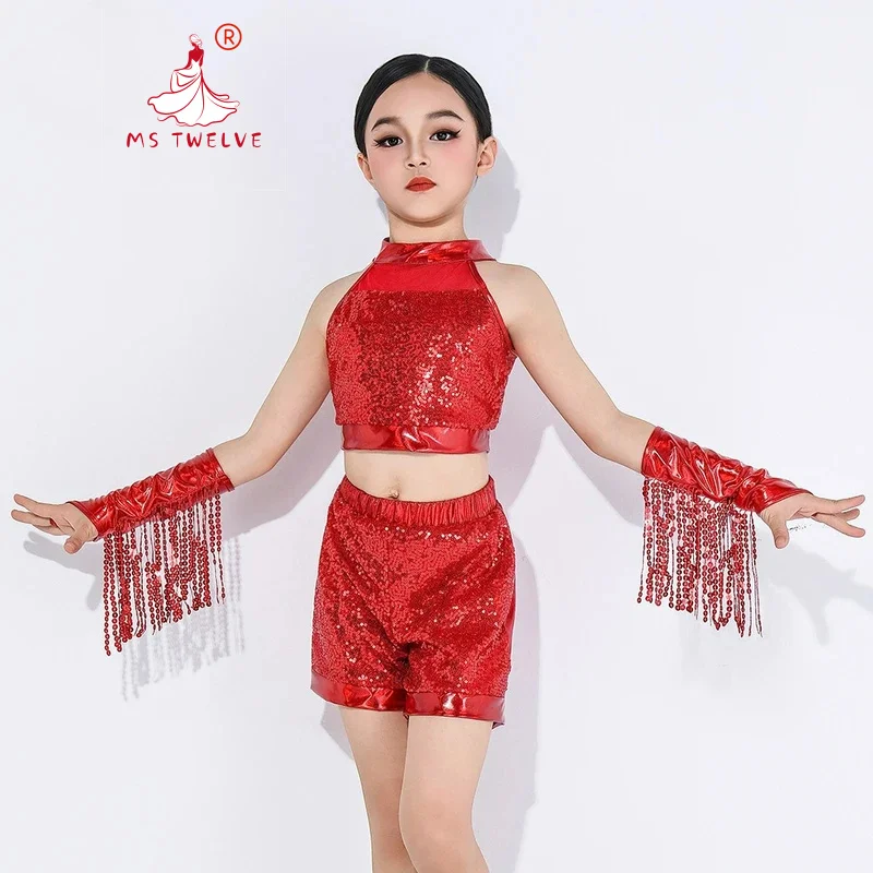 

Children'S Latin Dance Costume Kids Tango Skirt Carnival Wear Dance Wear Latin Salsa High Quality Dancing Pants Outfit+sleeves