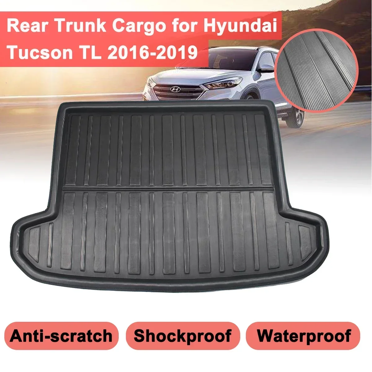 Car Tray Boot Liner Cargo Rear Trunk Cover Matt Mat Boot Liner Floor Carpet Mud For Hyundai Tucson TL 2015 2016 2017 2018 2019 image 2