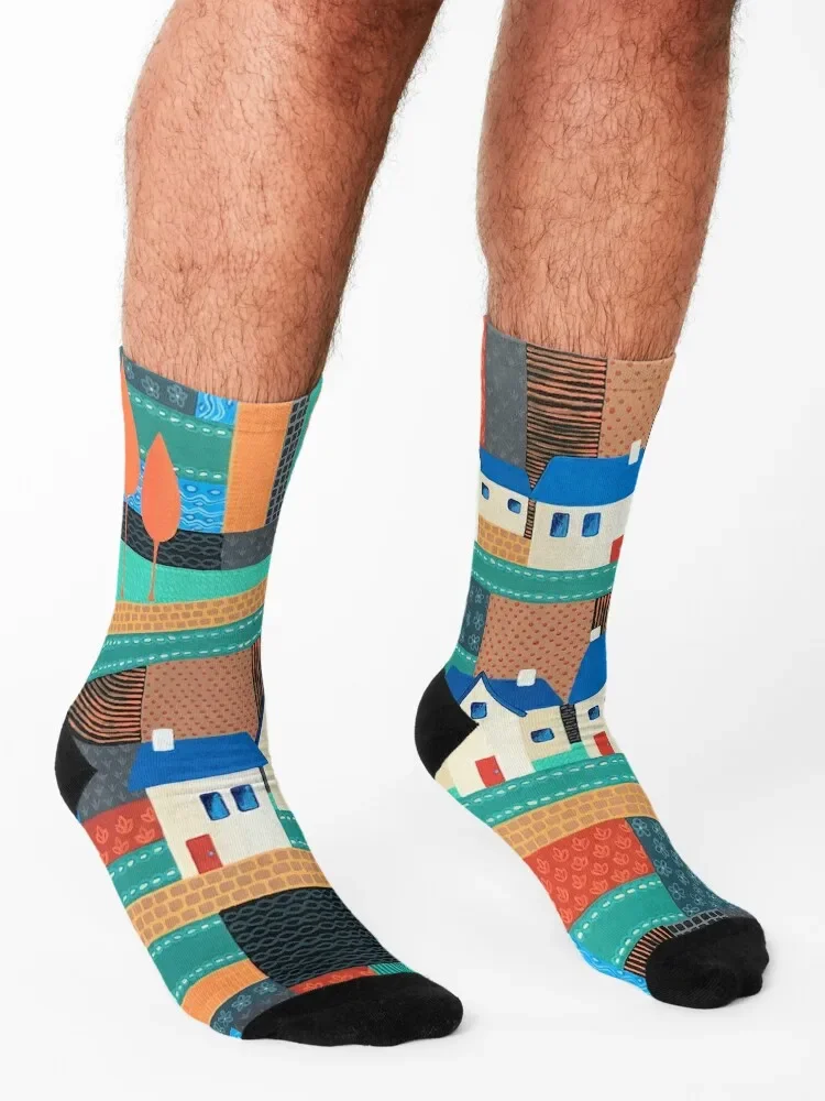 Tiny Town On The Patchwork Hill no. 2 Socks Stockings floral floor FASHION Socks Female Men's