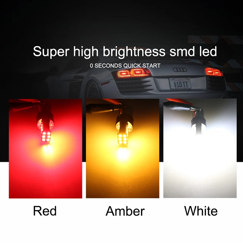 NLpearl-bombilla Led para intermitente de coche, luz de marcha atrás de freno, 2 piezas, Py21w, Ba15s, P21w, 1156, Bau15s, 3030SMD, Canbus 1157,
