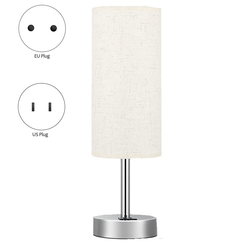 

Bedside Table Lamp Touch Control Writing Lamps With USB-C USB-A Charging Port USB Lamp Lampshade Study