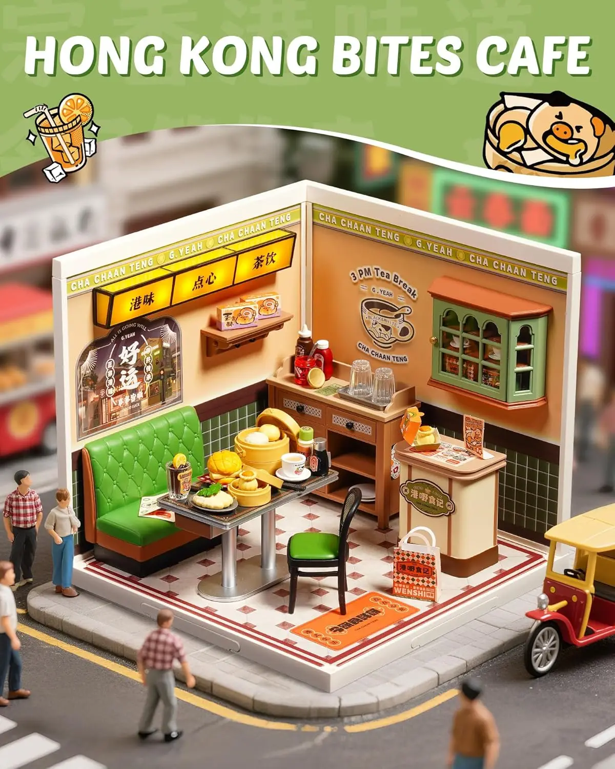 Robotime Super Creator DIY Kit de casa en miniatura Kits de modelos para adultos para construir el hogar escritorio estantería decoración Hong Kong Bites Cafe