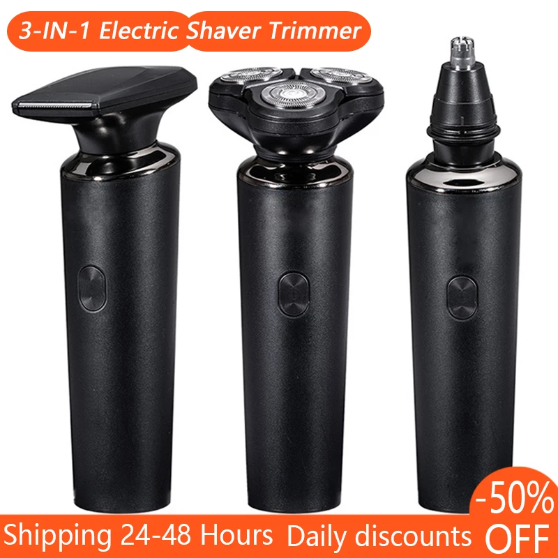 

3in1 Men's Shaver Electric Trimmer Razor Hair Clipper USB Rechargeable Battery 3D Rotary Shavers IXP7 Waterproof Shaving Machine