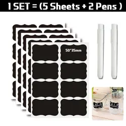40 Jar Labels Stickers Black Labels Chalk Pen Kitchen Pantry Spice Herb
