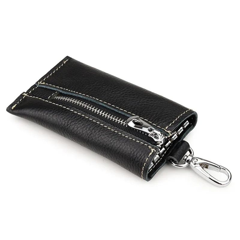 

2025 хит продаж, держатель для ключей из натуральной кожи, многофункциональный автомобильный брелок для мужчин, поясной чехол для ключей на молнии, прямая цена с фабрики
