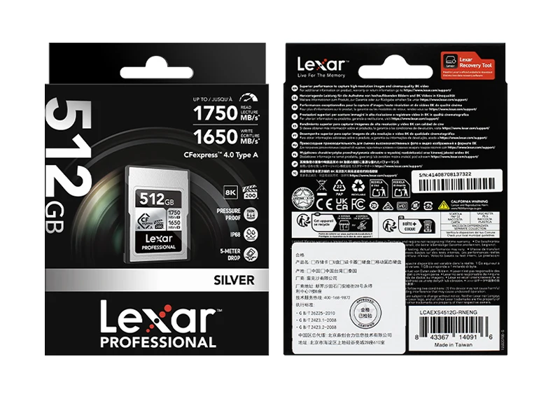 Lexar Professional SILVER CFexpress 4.0 Typ A Karte 8K VPG200 IP68 256GB 512GB 1TB 2TB Lesen 1750MB/s Schreiben 1650MB/s Für Kamera – Detail 22