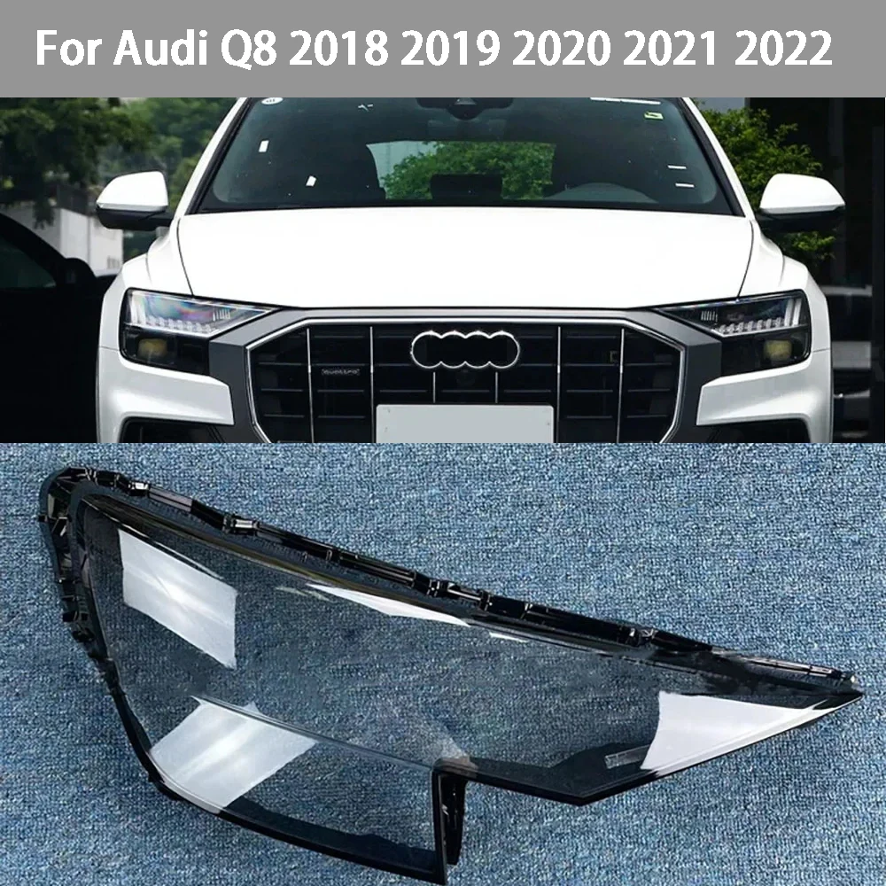 

For Audi Q8 2018 2019 2020 2021 2022 Car Accessories Headlamp Cover Transparent Shade Lamp Headlight Shell Lens Plexiglass