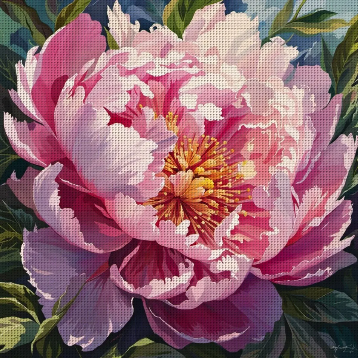 Vollstickerei mit Öko-Baumwollfaden, 11CT, bedruckt mit dem Motiv „Die Blumenfamilie“, Kreuzstich-Set, Kunst 40x40cm – Detail 2