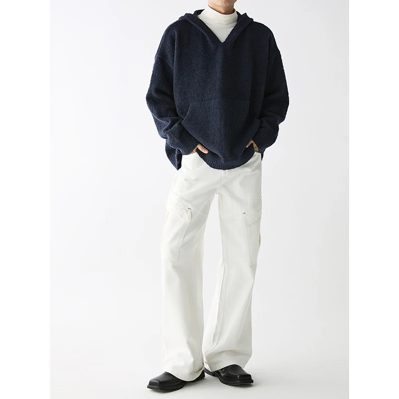 เสื้อฮู้ดแบบยูนิเซ็กซ์ |   เสื้อสเวตเชิ้ตมีฮู้ดทรงหลวม ผ้าถักนุ่มสบาย สไตล์เรโทรลำลองอเนกประสงค์ ให้ความอบอุ่นในฤดูใบไม้ร่วงและฤดูหนาว