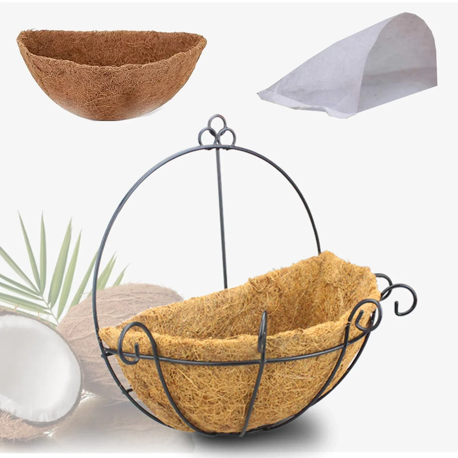 

1pc Fiber Replacement Liner For Flower Pots Orchid Flower Pots Balcony Planting Coconut Palm Wall Hanging Flower Pot