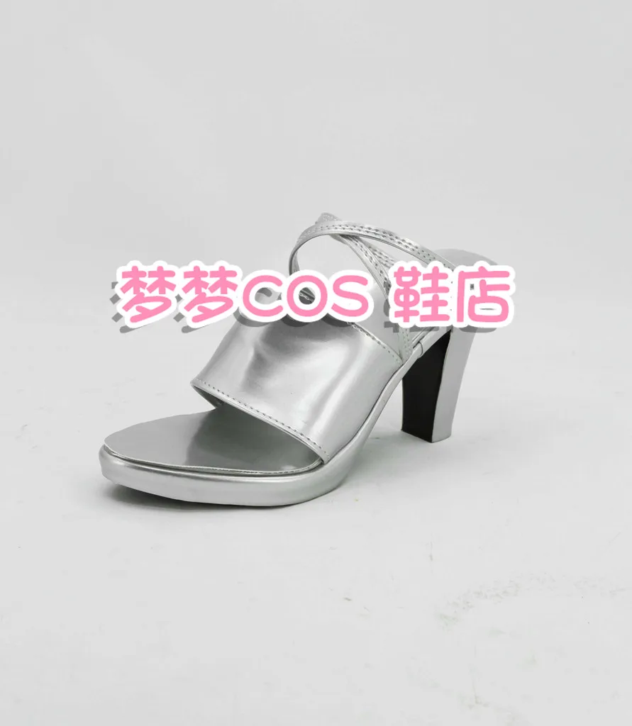 Anime Panty & Stocking with Garterbelt Stocking Cosplay Shoes Silvery Short PU Leather Flat Sole Boots For Halloween Carnival