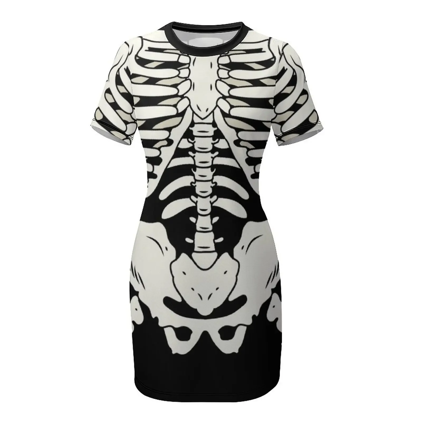 เดรสแขนสั้นลายกระดูกสำหรับงานพรอม ชุดเดรสฤดูร้อนสำหรับผู้หญิง ปี 2025 เสื้อผ้าฤดูร้อนสำหรับผู้หญิง ชุดเดรสฤดูร้อนปี 2025