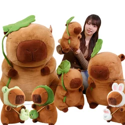 30-85cm dev Lotus yaprağı şemsiye Capybara peluş oyuncak Cosplay tavşan kurbağa dinozor Capibara peluş oyuncak doldurulmuş hayvanlar