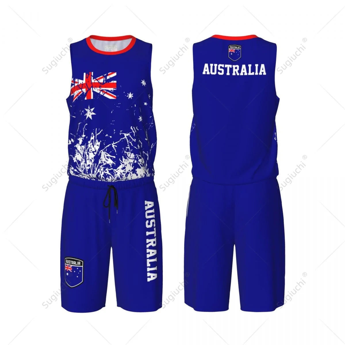 Team-up Conjunto de camiseta y pantalones de baloncesto para hombre, camiseta sin mangas con nombre personalizado, Nunber exclusivo, bandera de Australia, grano