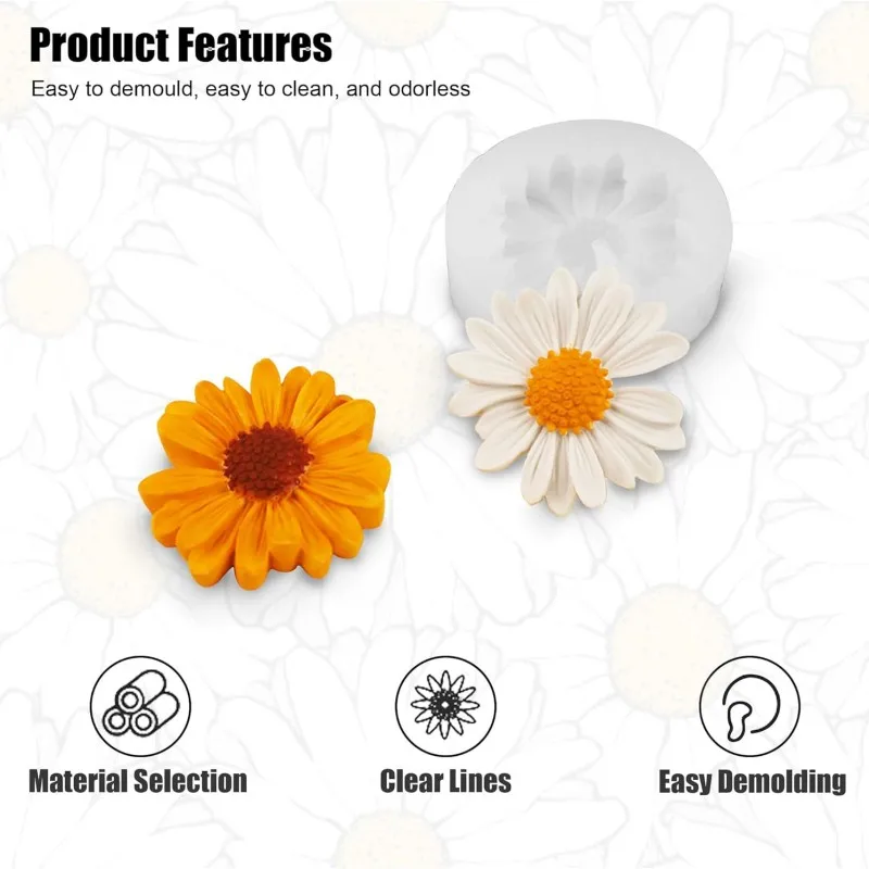 Daisy Silicone Mold DIY Aromatherapy Candle Gypsum Mold Handmade Chrysanthemum Mold for Fondant Cake Decorating Chocolate Tool