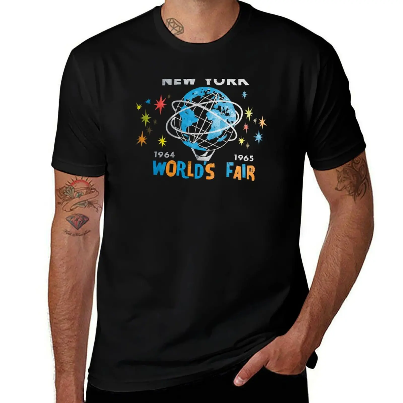 Camiseta gráfica de la Feria de los mundos de Nueva York para hombre, camiseta esencial, trajes