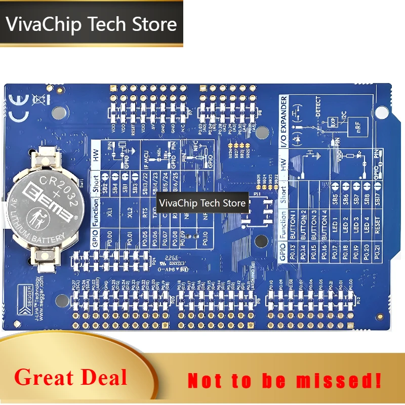 VivaChip TechNRF52-DK Development Kit, Bluetooth BLE/Mesh/ANT/2.4GHz Multi-protocol, Support NRF52810/nRF52832 Development Board