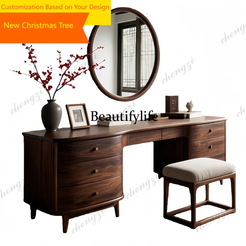M45 New Chinese-style solid wood dresser, dressing stool combination bedroom, light luxury ash wood desk