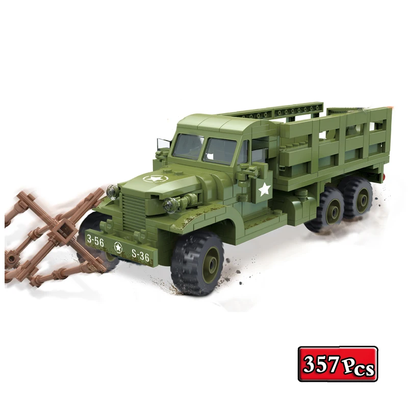 

Military Series World War II US CCKW-353 Truck Models Building Blocks Bricks Christmas Toys