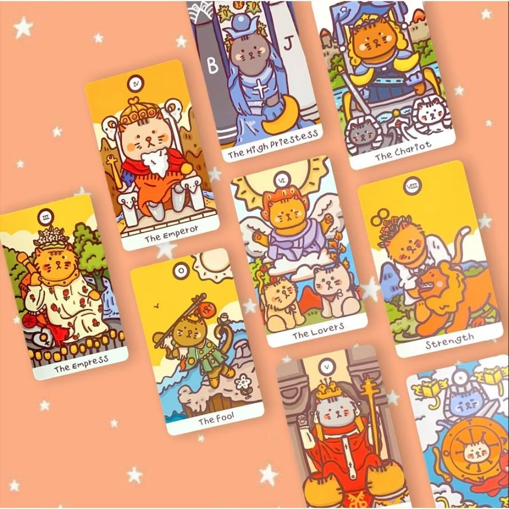 Cattitude Tarot Orange Cat Cards Thai Cute Gypsy 78