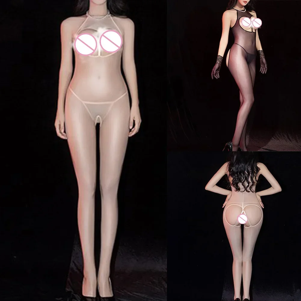 

Women Sexy Lingerie See Through Hollow Bodysuit Female Smooth Sexy Slim Fitting Jumpsuit Bodycon Erotic