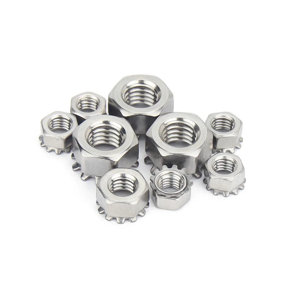 5/25pcs 304 Stainless Steel K Nut UNC UNF 4# 6# 8# 10# 1/4 5/16 3/8 Imperial Serrated Locking Nut Metric M3-M8 K Cap Nut SJ2843K