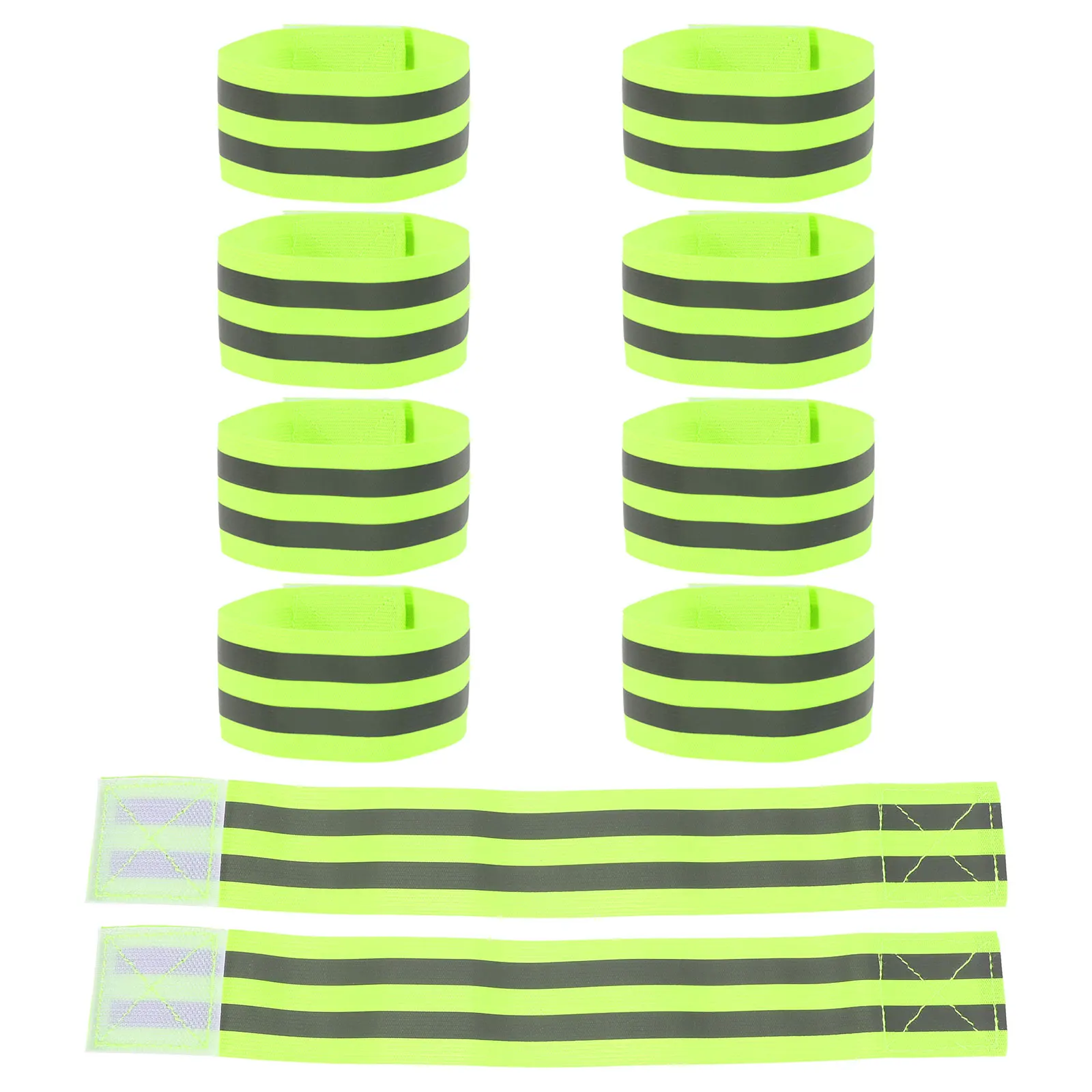 

10pcs High Visibility Reflective Armbands Lightweight Elastic Adjustable Safety Straps For Running Cycling Hiking Night Outdoor