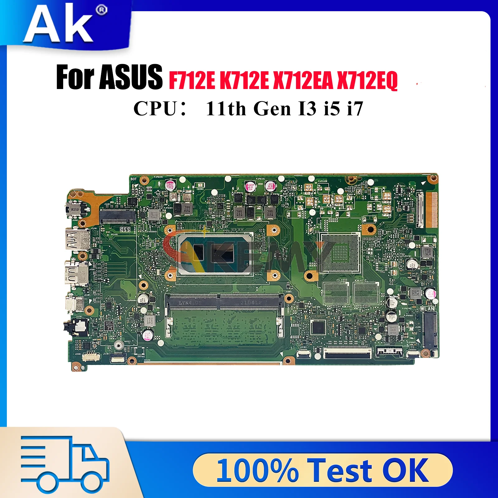 X712EA Laptop Motherboard For ASUS VivoBook X712E F712E X712EQ K712E X712EA Mainboard With 11th Gen I3 I5 I7 100% Tests OK Stk