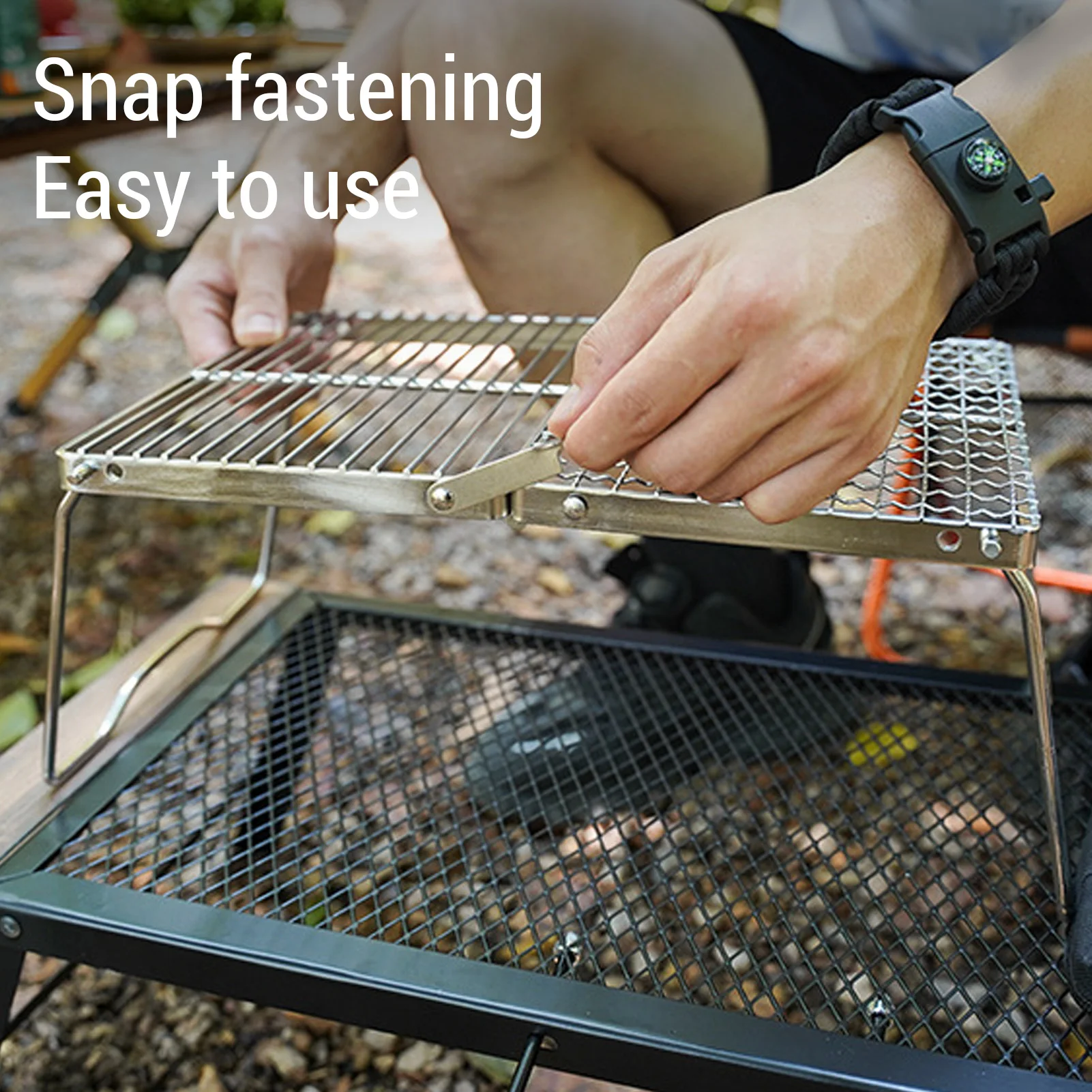 

Portable Folding Grill Thickened Stainless Steel Folding BBQ Grill Portable Camping Grate for Outdoor