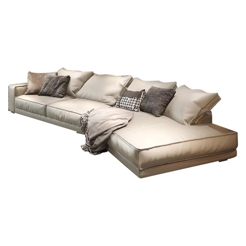 

Italian sofa first layer cowhide Hong Kong style light luxury designer living room Nordic modern simple special-shaped sofa