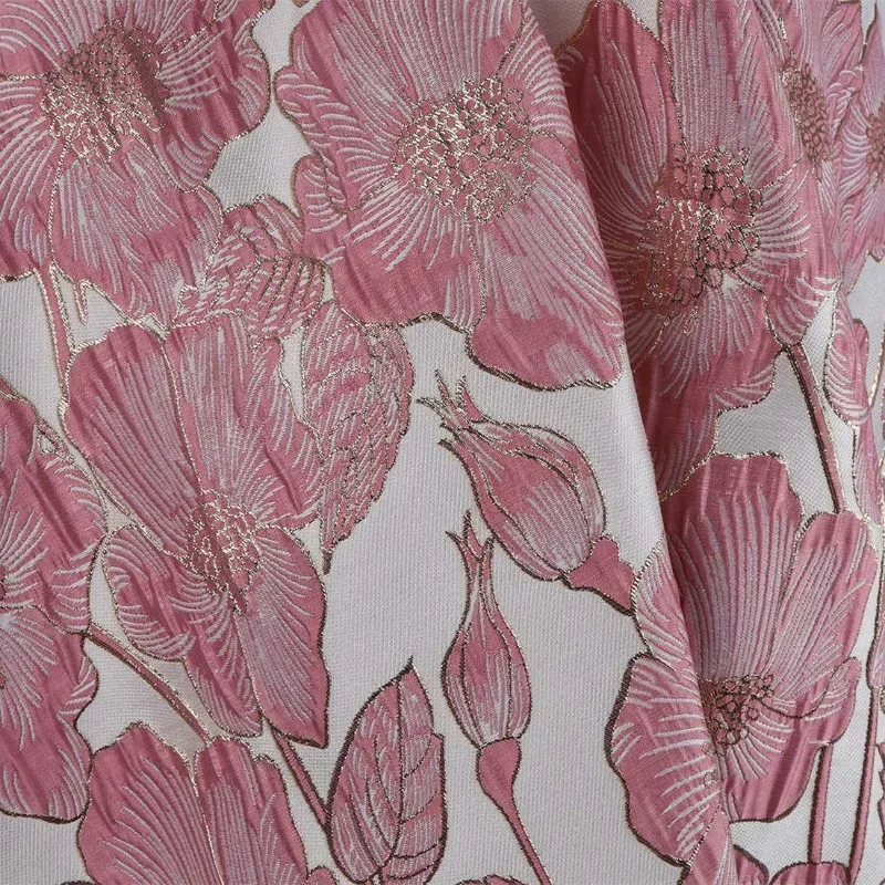 Pink Embossed Flower Jacquard Fabric Brocade for Dress Making Sewing Women Dress,Skirt,145cm Wide - Sold By The Meter