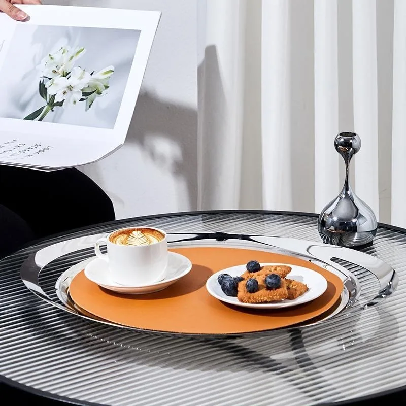 Vassoio per frutta di fascia alta con specchio in acciaio inossidabile di lusso leggero, vassoio per snack per tè pomeridiano, contenitore per champagne