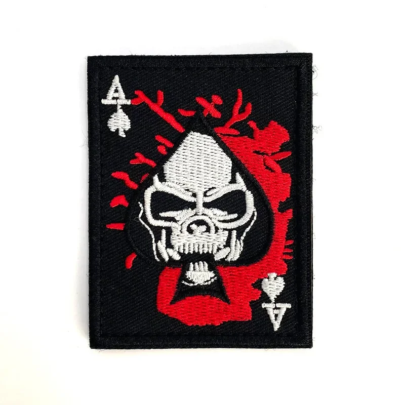 Spade A Skull Embroidered Hook&Loop Patches Compass Morale Emblem Tactical Accessories Helmet Backpack Decoration Sticker