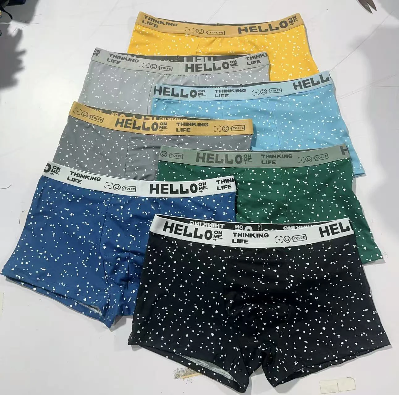 7 قطع من سراويل الملاكم القطنية للرجال بنمط رقطة بيضاء، ملابس داخلية مريحة للارتداء اليومي، ألوان متعددة قابلة للتنفس #1