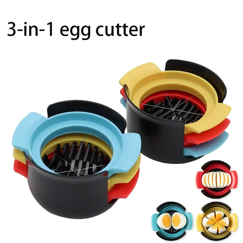 Egg Slicers Three in One Multifunctional Stainless Steel Household Egg Splitter Cutter Fancy Shape Splitter Kitchen Accessories