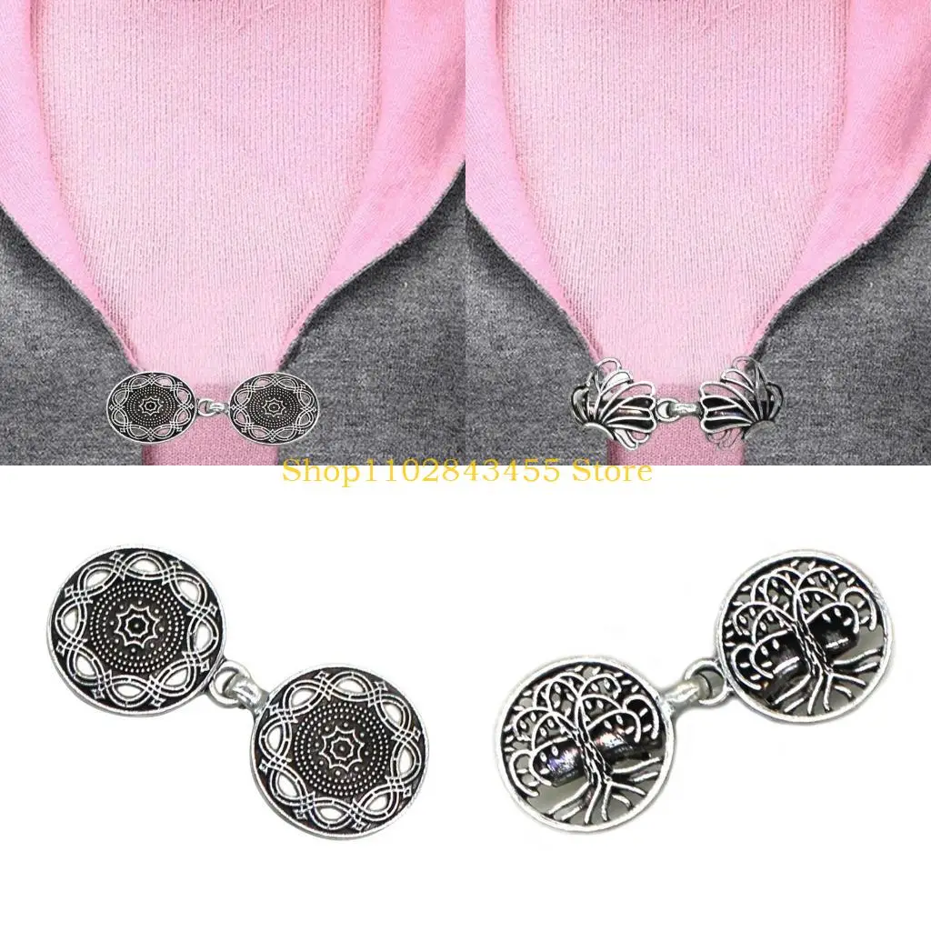 

49MC Vintage Cardigan Clip Shawl Collar Clasp Dress Shirt Brooch Clip for Girl Women