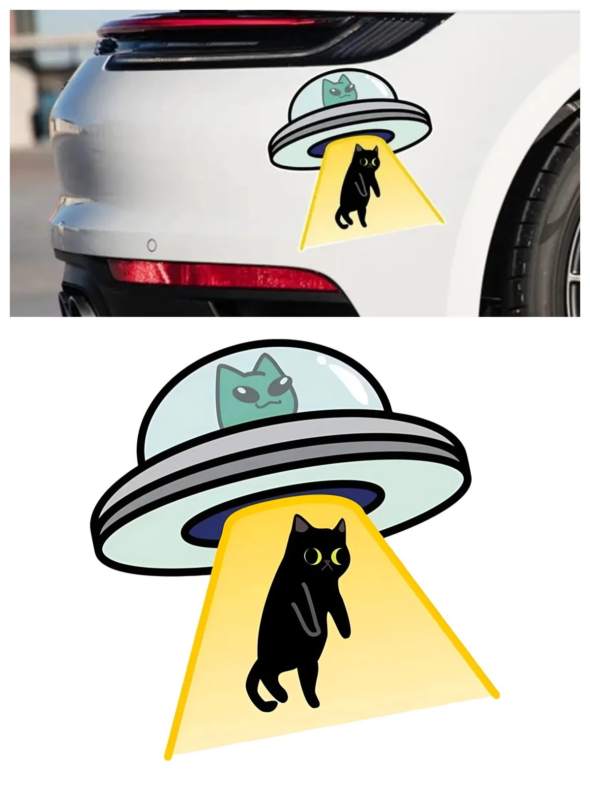 

Car Vinyl Decal Cat UFO Sticker Waterproof Removable for Car Motorcycle Laptop Auto Body Decoration