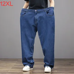 Summer Thin wide leg jeans men straight loose big leg trousers wide leg elastic plus size mens jeans 11XL 12XL