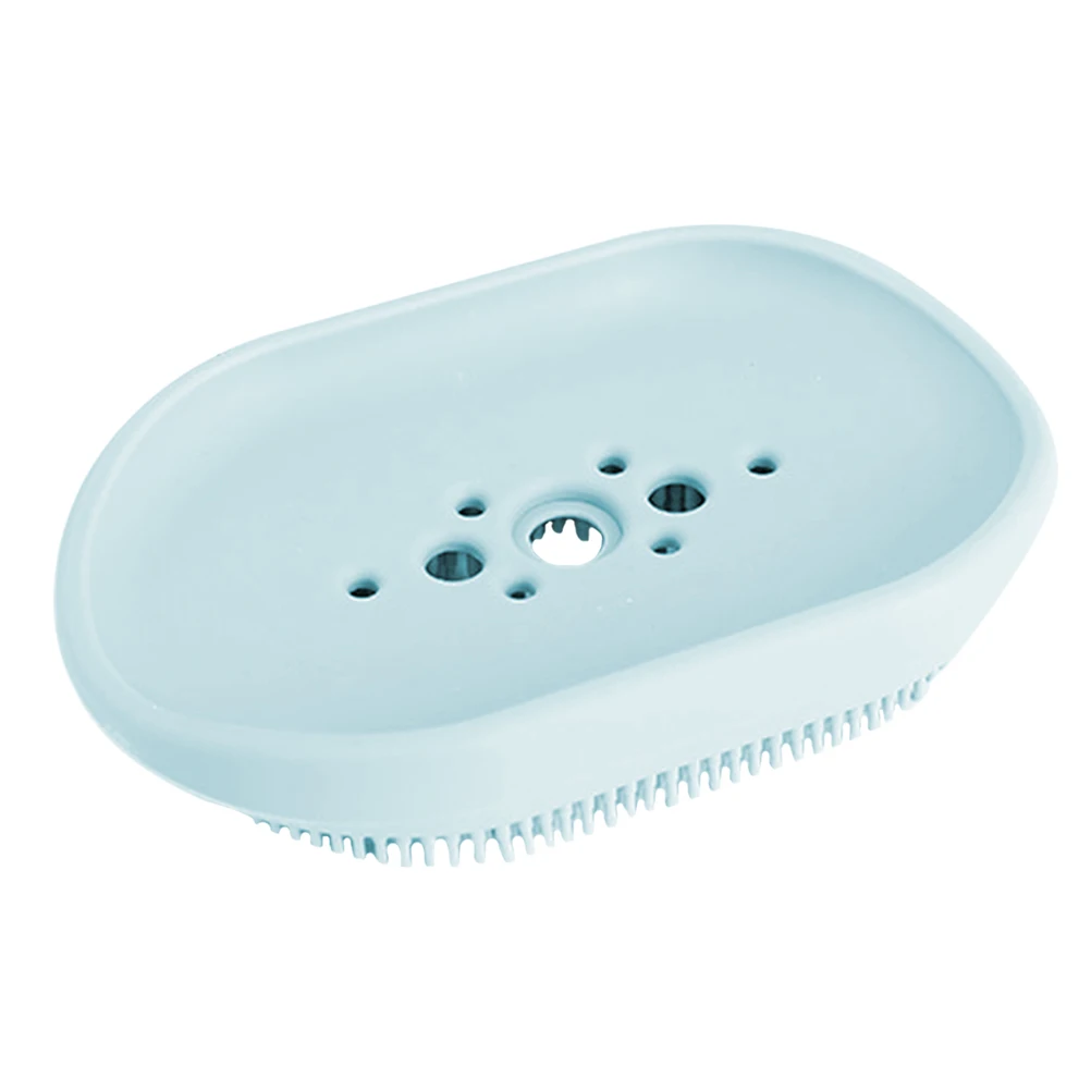 

1pc Silicone Shelf Multifunctional Bathroom Soap Organizer Drainage Hole Eco- Dish Kitchen Clear Texture Draining