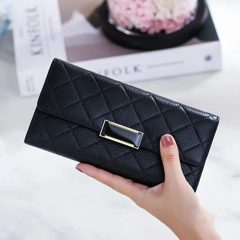 

2023 New Fashion Cow Genuine Leather Women Long Wallets Real Leather Female Luxury Brand Design Clutch Girl Lady Gift Cash Purse