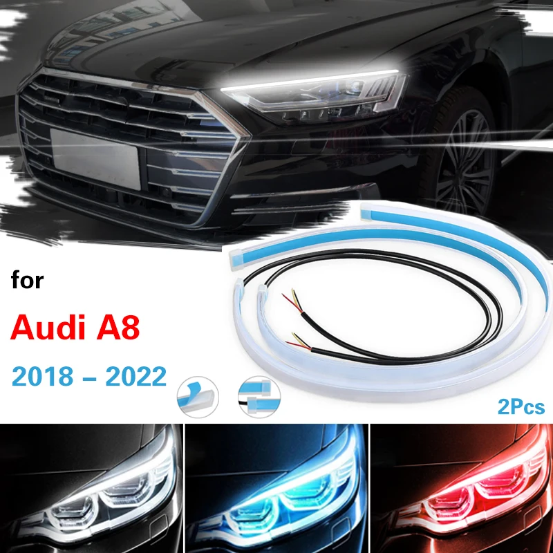 

For Audi A8 2018-2022 12V Car led DRL Daytime Running Light Strip Waterproof Flexible Soft Tube Guide Headlight LED Strip Lights