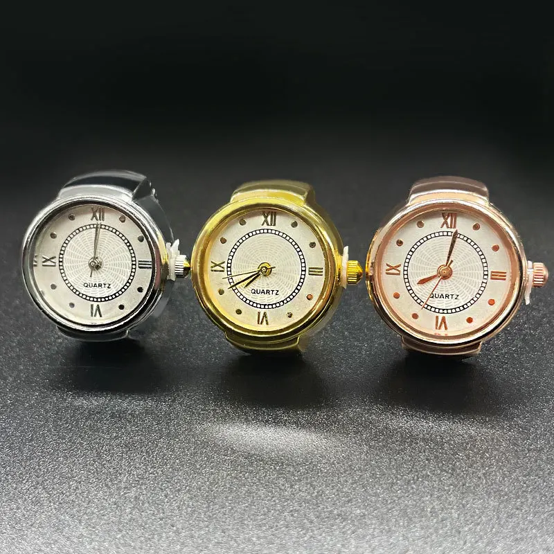 Orologio al quarzo da dito di lusso Mini piccolo cinturino elastico in lega orologi anelli femminili gioielli orologio uomo donna funzione anello orologio al quarzo